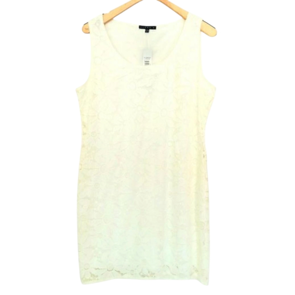 Tiana B. Dress Women's‎ Cream/White Size LX Lace Crochet Midi Style#88953SA NWT